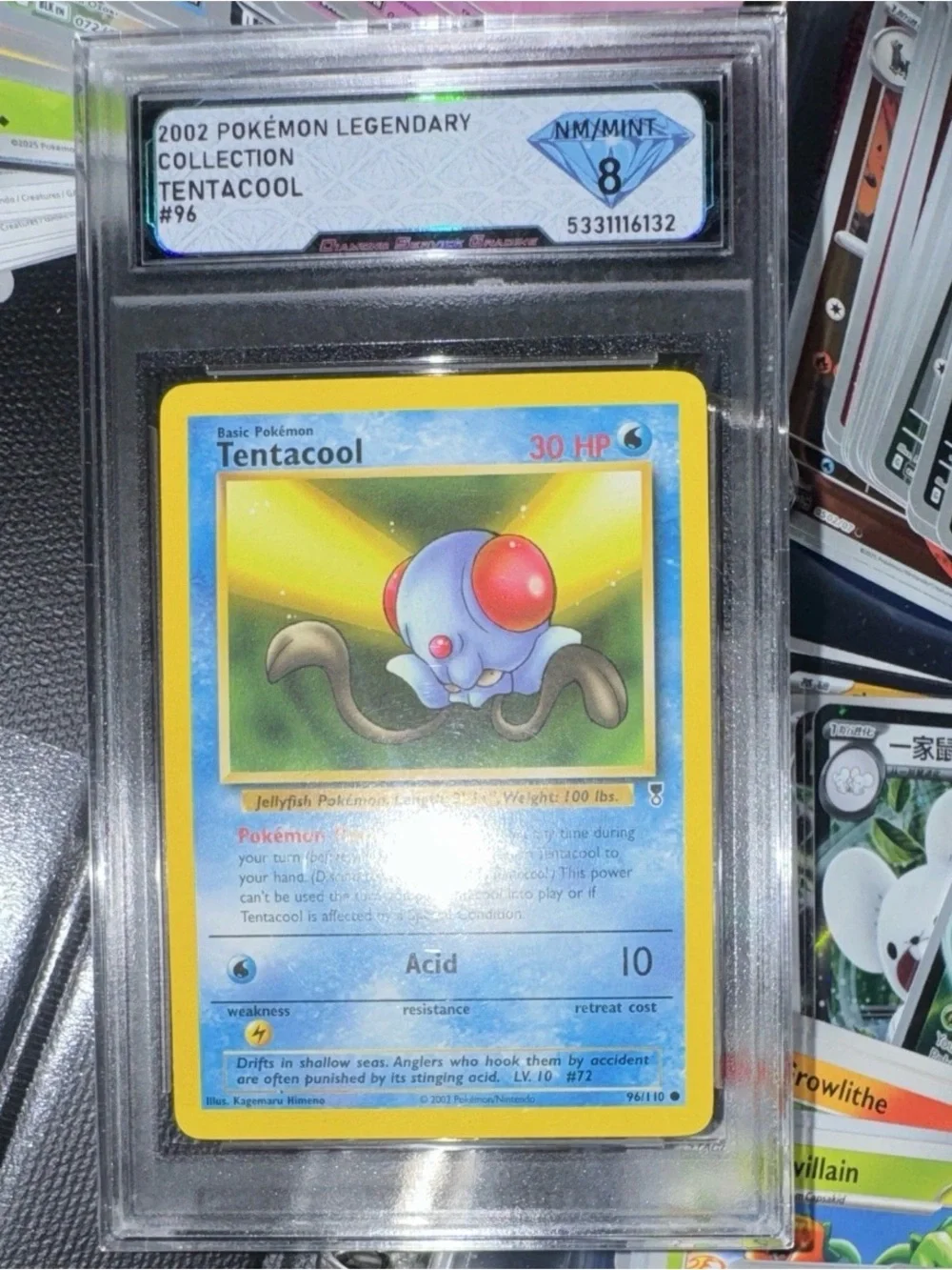 3 slabs and 500 bulk Assorted Pokemon including holo/ex. white flare black bolt